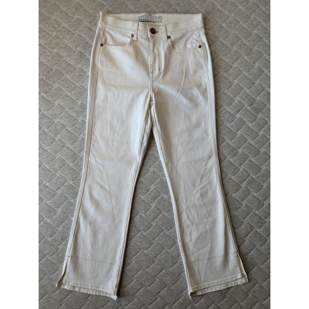 AYR Jeans Womens 27 White High Rise Straight Stretch Denim Light Wash Pants